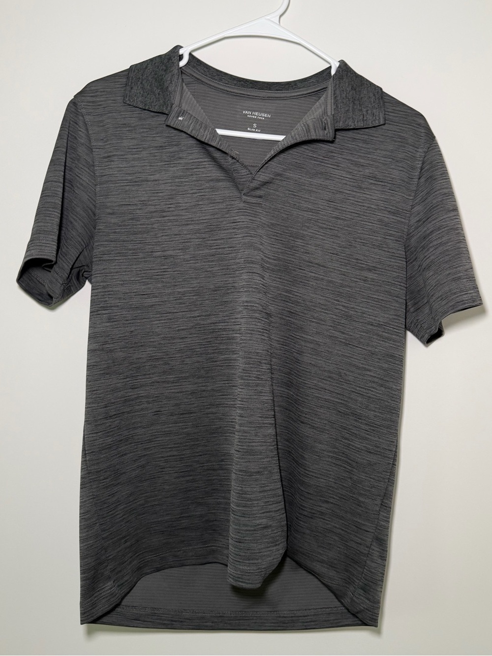 Van Heusen Performance Slim Fit Polo Dark Heather Gray Men’s Small